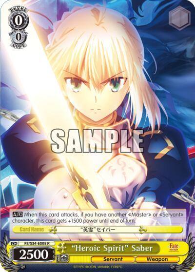 Heroic Spirit Saber FS/S34-E005 R Fate/stay night [Unlimited Blade Works] Card