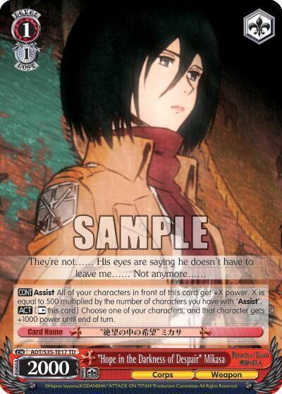 Hope in the Darkness of Despair Mikasa AOT/S35-TE17 TD Attack on Titan Card