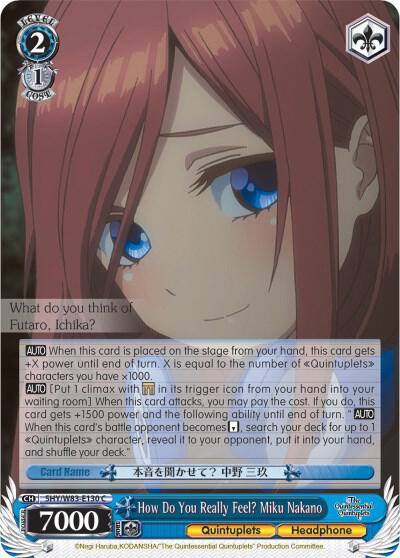How Do You Really Feel Miku Nakano 5HY/W83-E130 C The Quintessential Quintuplets Card