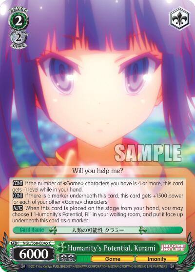 Humanitys Potential Kurami NGL/S58-E045 C No Game No Life Card