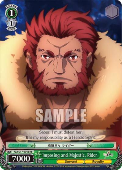 Imposing and Majestic Rider FZ/SC17-E042 RE Fate/Zero Chronicle Set Card