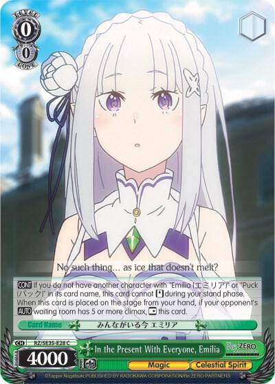 In the Present With Everyone Emilia Parallel Foil RZ/SE35-E28 C Re:ZERO: The Frozen Bond Card