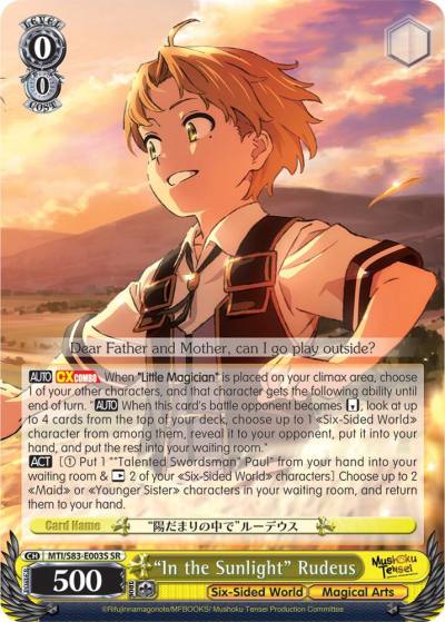 In the Sunlight Rudeus SR MTI/S83-E003S SR Mushoku Tensei: Jobless Reincarnation Card