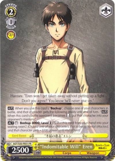 Indomitable Will Eren AOT/S50-PE01 PR Attack on Titan Vol. 2 Card