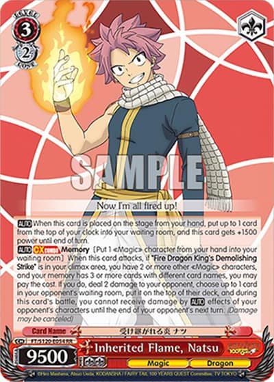 Inherited Flame, Natsu FT/S120-E054 RR FAIRY TAIL 100 YEARS QUEST Weiss Schwarz card
