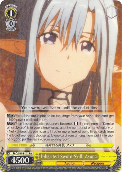 Inherited Sword Skill Asuna SAO/S47-E101 RR Sword Art Online Re: Edit Card