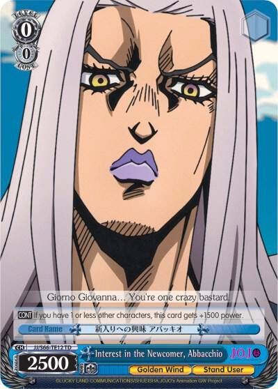 Interest in the Newcomer Abbacchio JJ/S66-TE12 TD JoJo's Bizarre Adventure: Golden Wind Card