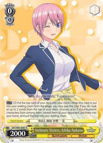 Intimate Sisters Ichika Nakano 5HY/W83-E007 R The Quintessential Quintuplets Card