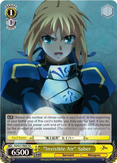 Invisible Air Saber TD FZ/S17-TE05 TD Fate/Zero Card