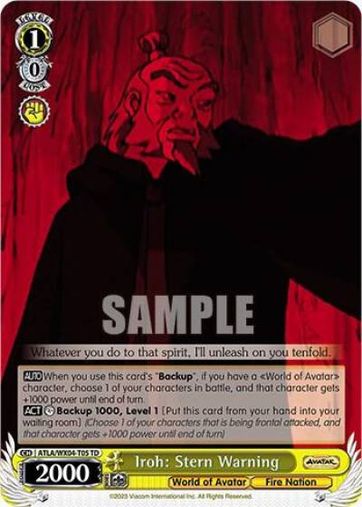 Iroh Stern Warning ATLA/WX04-T05 TD Avatar: The Last Airbender Card