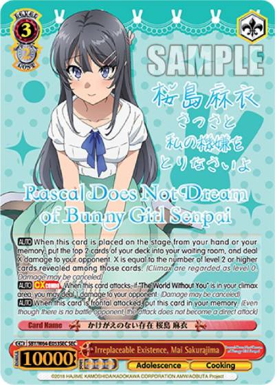 Irreplaceable Existence Mai Sakurajima SEC Silver Stamped SBY/W64-E053SEC SEC Rascal Does Not Dream of Bunny Girl Senpai Card