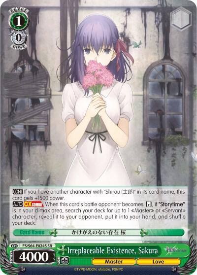 Irreplaceable Existence Sakura SR FS/S64-E024S SR Fate/stay night [Heaven’s Feel] Card