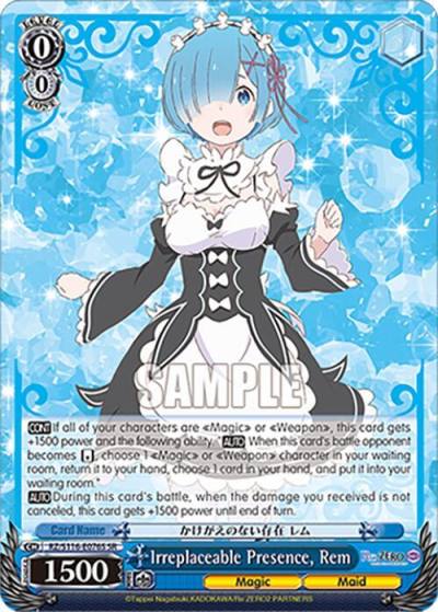 Irreplaceable Presence Rem SR RZ/S116-E076S Re:ZERO -Starting Life in Another World- Vol.3 Card