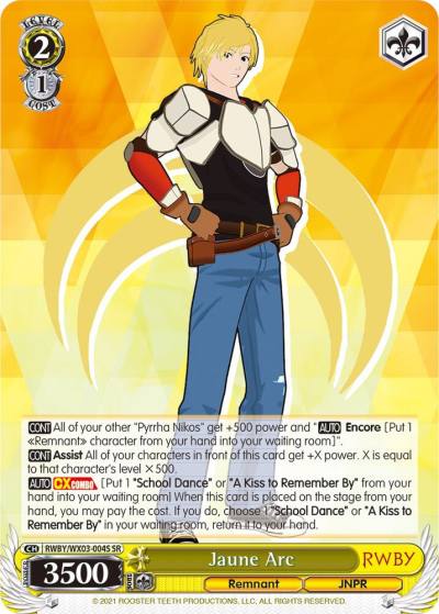 Jaune Arc SR RWBY/WX03-004S SR RWBY Card