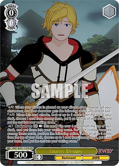 Jaune Unsure OFR RWBY/WXE01-01OFR OFR RWBY Premium Booster Card
