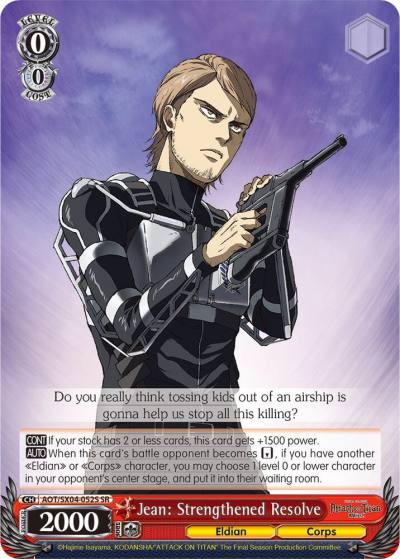 Jean Strengthened Resolve SR AOT/SX04-052S SR Attack On Titan: Final Season Card