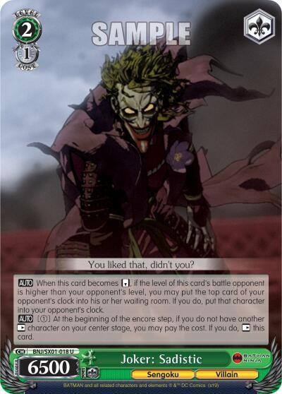 Joker Sadistic BNJ/SX01-018 U Batman Ninja Card