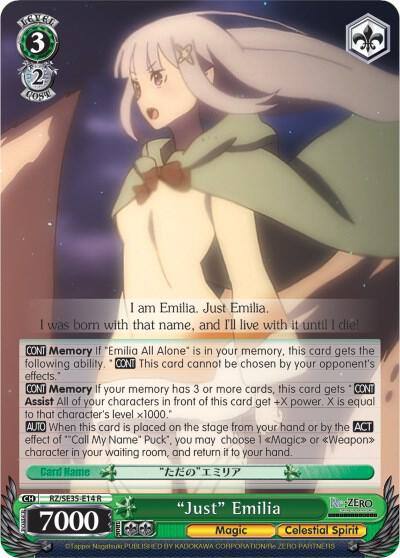 Just Emilia Parallel Foil RZ/SE35-E14 R Re:ZERO: The Frozen Bond Card