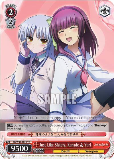 Just Like Sisters Kanade and Yuri AB/W31-TE20 TD Angel Beats! Re:Edit Card