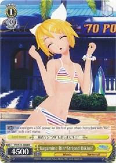 Kagamine RinStriped Bikini PD/S22-E004 R Hatsune Miku -Project DIVA- f Card