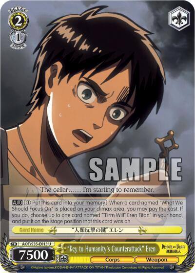 Key to Humanitys Counterattack Eren AOT/S35-E013 U Attack on Titan Card