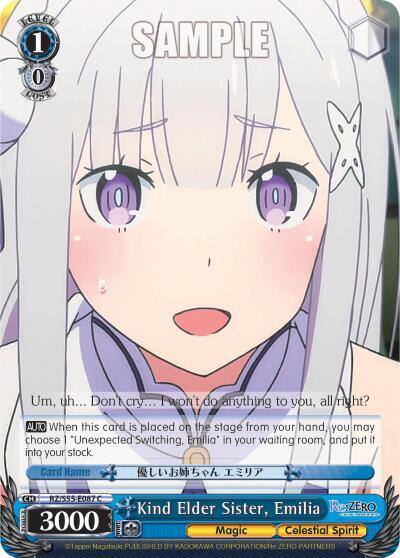 Kind Elder Sister Emilia RZ/S55-E087 C Re:ZERO Vol.2 Card