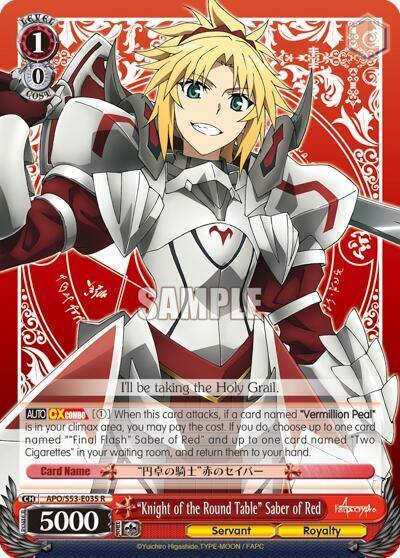 Knight of the Round Table Saber of Red APO/S53-E035 R Fate/Apocrypha Card