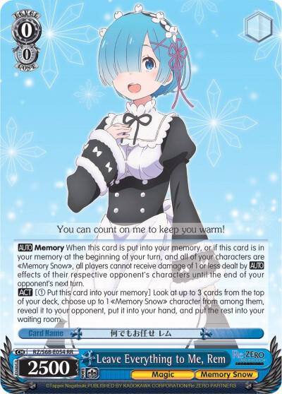 Leave Everything to Me Rem RZ/S68-E054 RR Re:ZERO Memory Snow Card