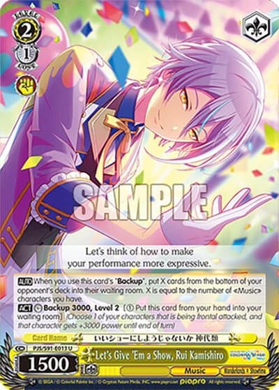 Let's Give 'Em a Show, Rui Kamishiro PJS/S91-E013 U HATSUNE MIKU: COLORFUL STAGE! Weiss Schwarz card