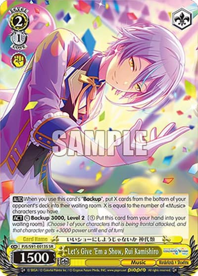 Let's Give 'Em a Show, Rui Kamishiro (SR) PJS/S91-E013S SR HATSUNE MIKU: COLORFUL STAGE! Weiss Schwarz card