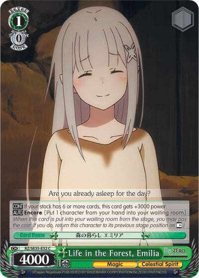 Life in the Forest Emilia Parallel Foil RZ/SE35-E32 C Re:ZERO: The Frozen Bond Card
