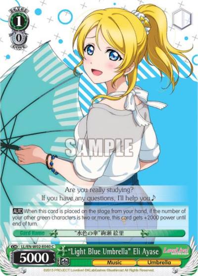 Light Blue Umbrella Eli Ayase LL/EN-W02-E040 C Love Live! DX Vol.2 Card