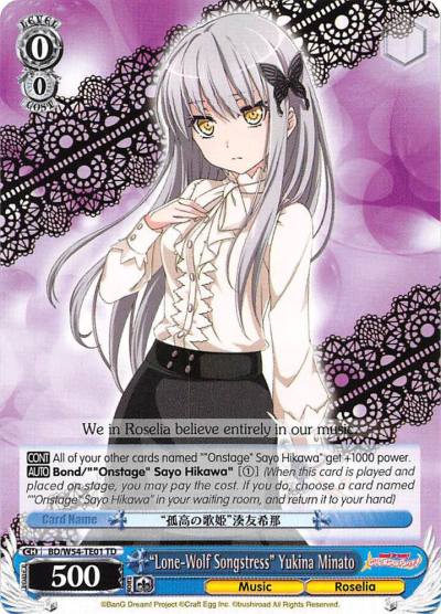 Lone Wolf Songstress Yukina Minato BD/W54-TE01 TD BanG Dream! Girls Band Party! Card