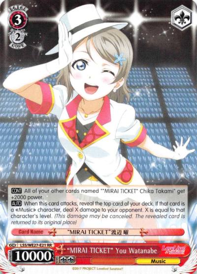 MIRAI TICKET You Watanabe LSS/WE27-E21 RR Love Live! Sunshine!! Extra Booster Card
