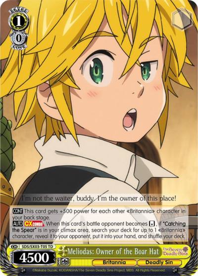 Meliodas Owner of the Boar Hat SDS/SX03-T05 TD The Seven Deadly Sins Card