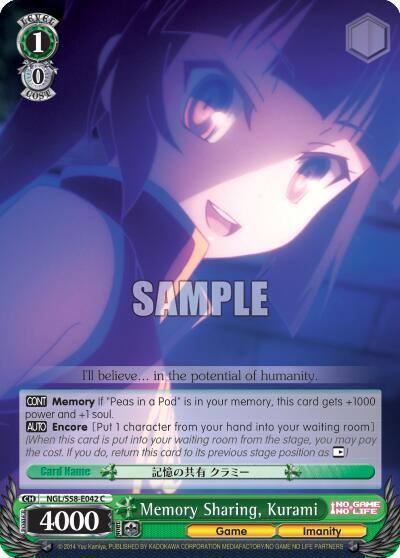 Memory Sharing Kurami NGL/S58-E042 C No Game No Life Card