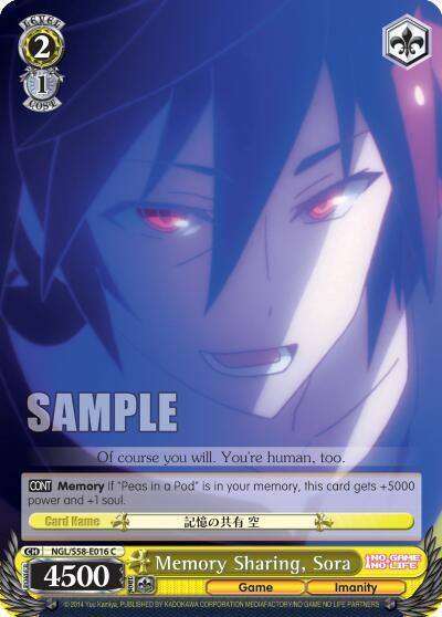 Memory Sharing Sora NGL/S58-E016 C No Game No Life Card