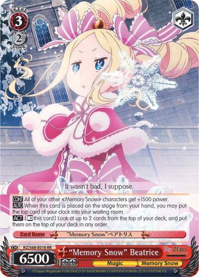 Memory Snow Beatrice RZ/S68-E016 RR Re:ZERO Memory Snow Card