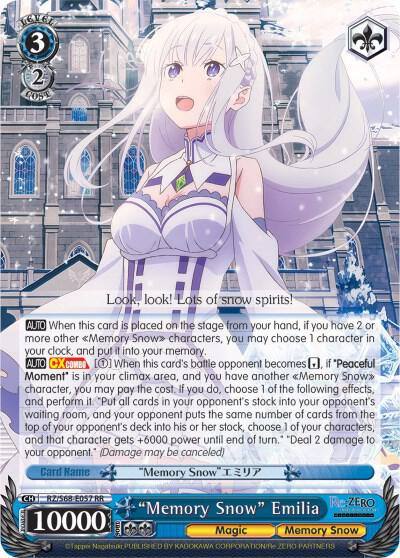 Memory Snow Emilia RZ/S68-E057 RR Re:ZERO Memory Snow Card