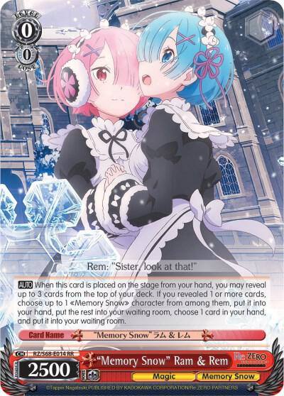 Memory Snow Ram and Rem RZ/S68-E014 RR Re:ZERO Memory Snow Card