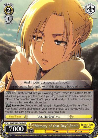 Memory of that Day Annie A AOT/S50-E013a U Attack on Titan Vol. 2 Card