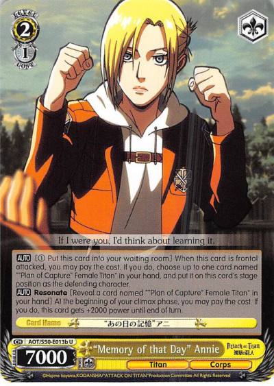 Memory of that Day Annie B AOT/S50-E013b U Attack on Titan Vol. 2 Card