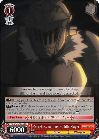 Merciless Actions Goblin Slayer GBS/S63-TE05 TD Goblin Slayer Card
