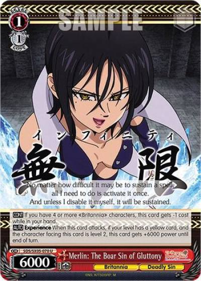 Merlin The Boar Sin of Gluttony SDS/SX05-070 U The Seven Deadly Sins: Revival of The Commandments Card