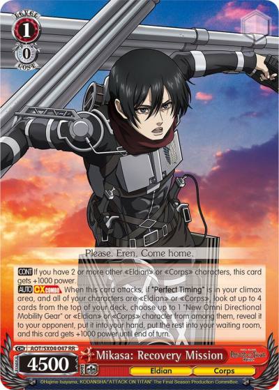 Mikasa Recovery Mission AOT/SX04-047 RR Attack On Titan: Final Season Card
