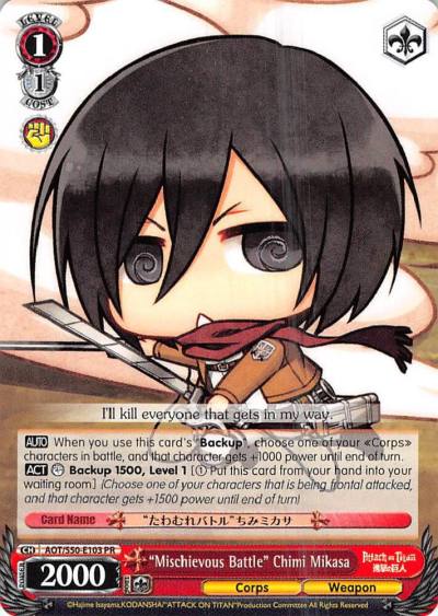 Mischievous Battle Chimi Mikasa AOT/S50-E103 PR Attack on Titan Vol. 2 Card