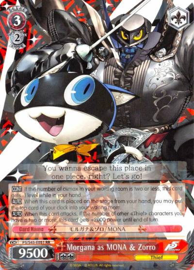 Morgana as MONA and Zorro P5/S45-E051 RR Persona 5 Card