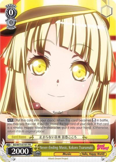 Never Ending Music Kokoro Tsurumaki BD/W73-E101 PR BanG Dream! Vol.2 Card