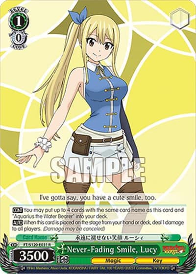 Never-Fading Smile, Lucy FT/S120-E031 R FAIRY TAIL 100 YEARS QUEST Weiss Schwarz card