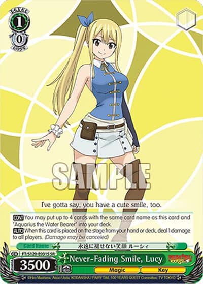 Never-Fading Smile, Lucy (SR) FT/S120-E031S SR FAIRY TAIL 100 YEARS QUEST Weiss Schwarz card